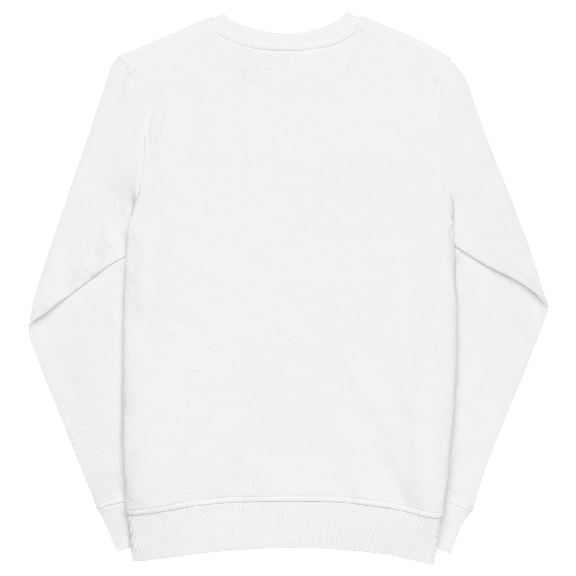 White back unisex sweatshirt with libertarian “Ultra Derecha” design – organic cotton pullover